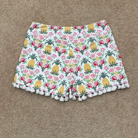 NWT J. Mclaughlin Avila Pineapple Palms Mid Rise Tassle Detail Shorts Size Small